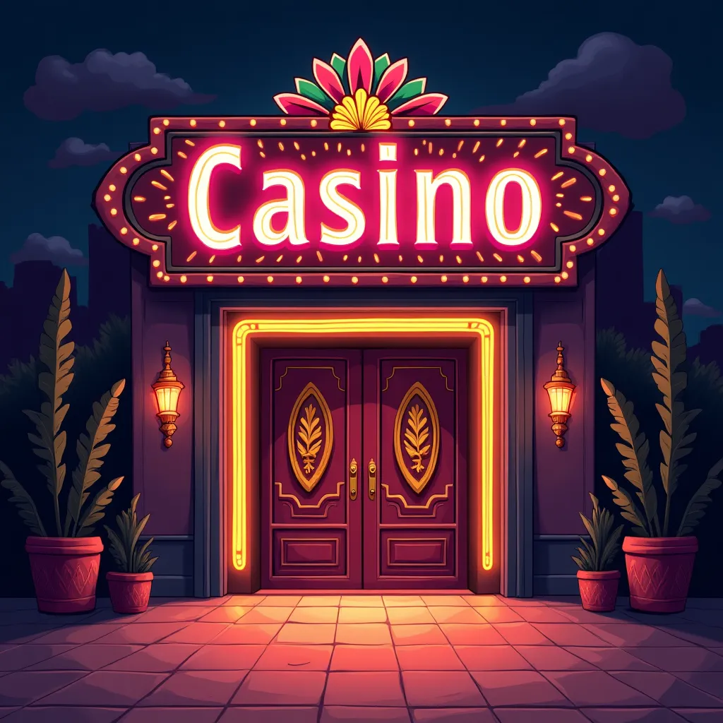 Royal Ace slot machines illustration with neon accents